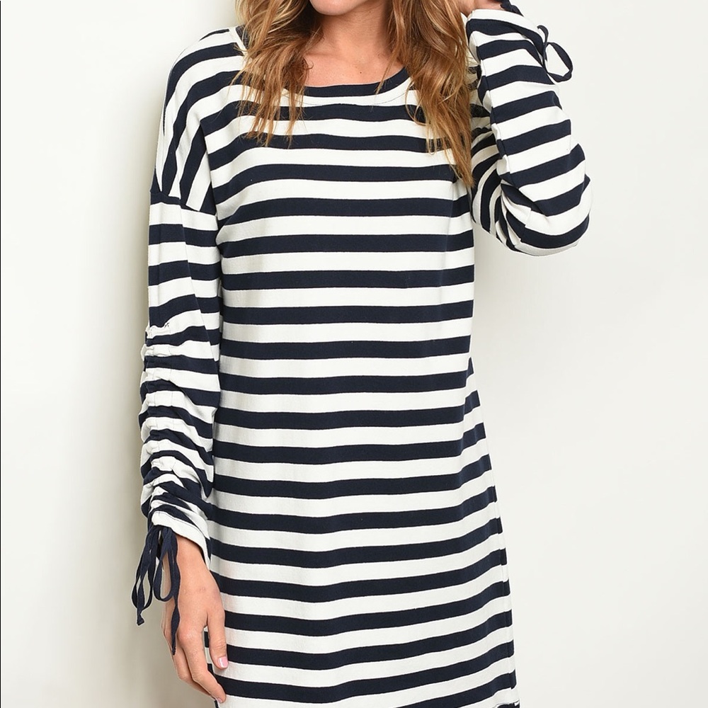 Navy and White Striped Dress